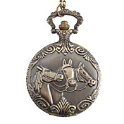 hommes à cheval en alliage montre analogique à quartz de poche (bronze)