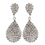 Water Drop Dangly Rhinestone Fully-Jewelled Earring