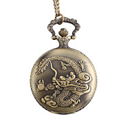 hommes en alliage de dragon montre analogique à quartz de poche (bronze)