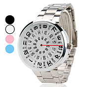 Unisex Creative Turntable Style Silver Steel Band Quartz Wrist Watch (Assorted Colors)