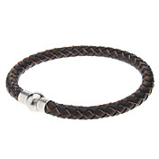 Braided Leather Mens Bracelet with Locking Stainless Steel Clasp