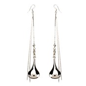 Water Bottle Shape Platinum Tassels Earrings