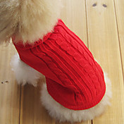 classique pull style européen pour les chats chiens (rouge, XS-M)
