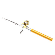 Portable/Compact/Light Solid Brass Reel Fishing Rod Pen(Golden)