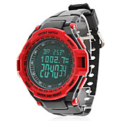 pression atmosphérique multi-fonctionnel rouge cas en caoutchouc noir bande numérique montre-bracelet des hommes