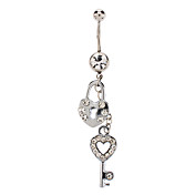 Women's  Lock And Key Combination Pendant Stainless Steel Navel Ring