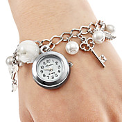 Women's Watch Alloy Bracelet With Imitation Pearls and Key Pendent