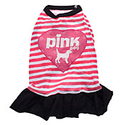 Rose motif de rayure robes de coton pures de chiens pour les chiens (SL)
