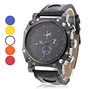 Men's Square Black Case PU Band Quartz Wrist Watch (Assorted Colors)