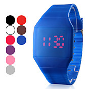 Men's Watch Red LED Digital Square Rubber Band 