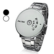 Unisex Round Silver Dial Steel Analog Quartz Wrist Watch (Assorted Colors)