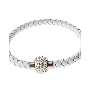 Women's PU Bracelet with Crystal Disco Ball Magnetic Clasp