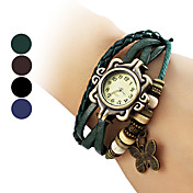 Women's Butterfly Pendant Leather Band Quartz Analog Bracelet Watch (Assorted Colors)