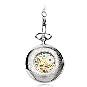 Unisex Alloy Analog Mechanical Pocket Watch (Silver)