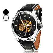 Men's Silver Dial PU Analog Auto-Mechanical Wrist Watch with Roman Numbers (Assorted Colors)