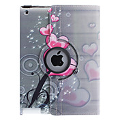 360 degree rotatable PU leather full body case with stand for iPad 2/3/4(Heart-Shaped Flower Pattern)