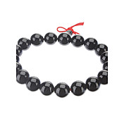 Men's 10mm Round Black Onyx Gemstone Bracelet 