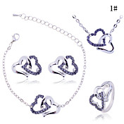 [XmasSale]lureme double ensemble collier coeur bracelet boucle d'oreille anneau de bijoux des femmes (de couleurs assorties)