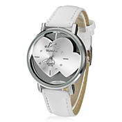 Heart-shaped Translucence Dial PU bande Quartz analogique montre-bracelet des femmes (Blanc)