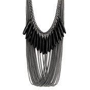 Fashion Black Multilayer drop necklace N59