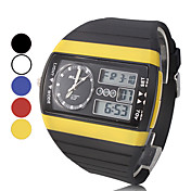 Men's Multi-Function Analog-Digital Square Dial Rubber Band Wrist Watch (Assorted Colors)