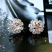 Women's Simple shiny Rhinestone Sunflower zircon earrings E576