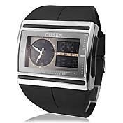 Men's Multi-Function Analog-Digital Steel Square Dial PU Band Wrist Watch