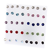 18 Pairs Round Shape Rhinestone Stud Earrings Mixed Color