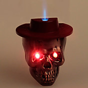 [CyberMondaySale]Refroidir Skull Heads style Blue Flame briquet au butane W / Light + Sound (bronze, rouge foncé)