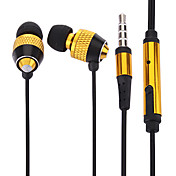 Volume Controlling Golden 3.5mm In-ear Earphones w/ MIC and Clip for iPhone 6 iPhone 6 Plus (132cm)