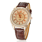 Unisexe Golden Dial cuir bande analogique Quartz Résistant à l'eau montre-bracelet (couleurs assorties)