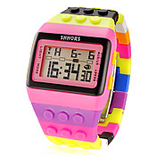 Women's Block Brick Style LCD Digital Colorful Plastic Band Wrist Watch