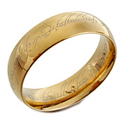 [CyberMondaySale]titane bague en or de la bande en acier avec seigneur de la gravure laser en anneau de conception
