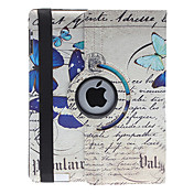 Design Motif 360 étui en cuir noble élégant bleu de papillon de degrés de rotatif PU Full Body avec support pour iPad 2/3/4