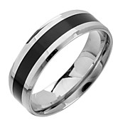 (1pc) Fashion Black And White Titanium Steel Band Ring