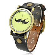 Unisexe conception de moustache PU bande de montre bracelet à quartz analogique (couleurs assorties)