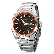 Men's Calendar Function Round Dial Steel Band Quartz Analog Wrist Watch (Assorted Colors)