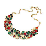 European (Oval Pendant) Gold Alloy Statement Necklace(Multicolor) (1 Pc)