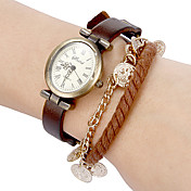 Women's Vintage Dial Pu Band Quartz Analog Bracelet Watch (Assorted Colors)