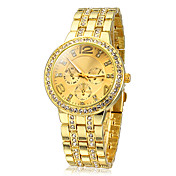 Women's Diamante Gold Dial Alloy Band Quartz Analog Wrist Watch