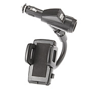 Dual USB Cigar Socket Charger with 40mm to 90mm Width Adjustable Mount Holder for iPhone 5/5S/5C and Others (5V 1A/2A)