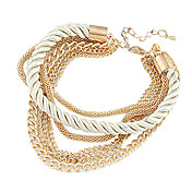 Fashion 7Cm Women'S Golden Alloy Chain & Link Bracelet(Black,White)(1 Pc)