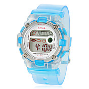 Children's Multi-Functional Round Dial Rubber Band LCD Digital Wrist Watch (Assorted Color)