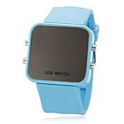 Unisex LED Digital Bright Colorful Square Case Silicone Band Wrist Watch (Assorted Colors)