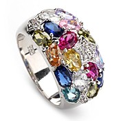 mode anneau de zircon de cuivre plaqué argent 925