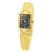 women's rectangle dial hollow engraving alloy band quartz analog wrist watch (assorted colors)