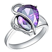 Fashion Women's Purple Platinum Plated Brass Statement Rings(1Pc)