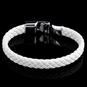 Classic Woven 22cm Unisex White Leather Leather Bracelet(1 Pc)