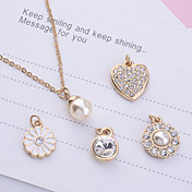 Lureme®Gold Plated Pearl Pendant Necklace(5 Pieces of Pendant per Set)