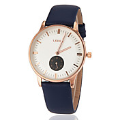 Women's Business Style Gold Case Leather Band Quartz Wrist Watch (Assorted Colors)